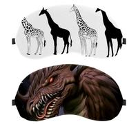 2 Piece Sleep Mask for Back and Side Sleeper, Cool Dragon Fantasy Scary Monster 100% Light Blocking Eye Mask, Adjustable & Breathable Sleeping Eye Cover, Zero Eye Pressure