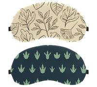2 Piece Sleep Mask for Back and Side Sleeper Cute Dinosaur Footprint Pattern, 100% Light Blocking Eye Mask, Adjustable & Breathable Sleeping Eye Cover, Zero Eye Pressure