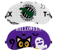 2 Piece Sleep Mask for Back and Side Sleeper, Happy Halloween Cat Ghost Pumpkin 100% Light Blocking Eye Mask, Adjustable & Breathable Sleeping Eye Cover, Zero Eye Pressure