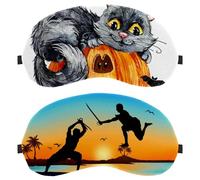 2 Piece Sleep Mask for Back and Side Sleeper, Sword Fight Beach 100% Light Blocking Eye Mask, Adjustable & Breathable Sleeping Eye Cover, Zero Eye Pressure