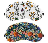 2 Piece Sleep Mask for Side Sleeper Men Women, Daisies Flowers Colorful Garden Light Blocking Eye Mask Cover Eyeshade with Adjustable Strap, Night Blindfold