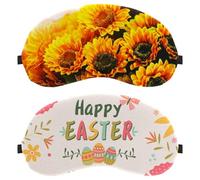 2 Piece Sleep Mask for Side Sleeper Men Women, Floral Happy Easter Light Blocking Eye Mask Cover Eyeshade with Adjustable Strap, Night Blindfold