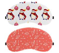 2 Piece Sleep Mask for Side Sleeper Men Women, Free Heart Pattern Light Blocking Eye Mask Cover Eyeshade with Adjustable Strap, Night Blindfold