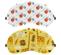 2 Piece Sleep Mask for Side Sleeper Men Women, Light Blocking Eye Mask Cover Eyeshade with Adjustable Strap, Cartoon Doodle Giraffe YES Heart Yellow Night Blindfold