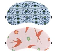 2 Piece Sleep Mask for Side Sleeper Men Women, Light Blocking Eye Mask Cover Eyeshade with Adjustable Strap, Birds and Flowers Fly Night Blindfold