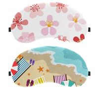 2 Piece Sleep Mask for Side Sleeper Men Women, Light Blocking Eye Mask Cover Eyeshade with Adjustable Strap, Beach Landscape Seaside Pattern Night Blindfold