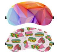 2 Piece Sleep Mask for Side Sleeper Men Women, Light Blocking Eye Mask Cover Eyeshade with Adjustable Strap, Panini Sandwich Snack Pattern with Pink Background Night Blindfold