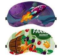 2 Piece Sleep Mask for Side Sleeper Men Women, Light Blocking Eye Mask Cover Eyeshade with Adjustable Strap, Farmers Market Vegetable Produce Night Blindfold