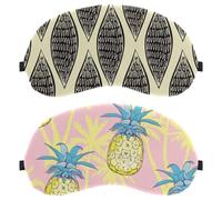 2 Piece Sleep Mask for Side Sleeper Men Women, Pineapple and Coco Light Blocking Eye Mask Cover Eyeshade with Adjustable Strap, Night Blindfold