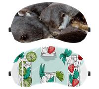 2 Piece Sleep Mask for Side Sleeper Men Women, Watercolor Green Summer Cocktail Drinks Light Blocking Eye Mask Cover Eyeshade with Adjustable Strap, Night Blindfold