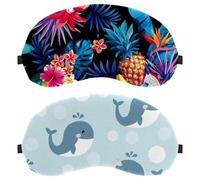 2 Piece Sleep Mask for Side Sleeper Men Women, Whale Blue Ocean Light Blocking Eye Mask Cover Eyeshade with Adjustable Strap, Night Blindfold
