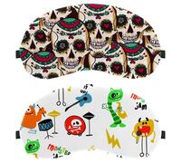 2 Piece Sleep Mask, Hand Drawn Colorful Monsters Music Light Blocking Sleeping Eye Mask for Women Men, Night Blindfold, Breathable Eye Mask Cover