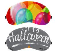 2 Piece Sleep Mask, Happy Halloween Completely Block Out Light Eye Mask for Side Sleeper, Zero Eye Pressure Night Blindfold, Adjustable Eye Shade Cover
