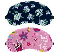 2 Piece Sleep Mask, Light Blocking Sleeping Eye Mask for Women Men, Girls Pink Castle Crown Magic Gifts Flowers Princess Night Blindfold, Breathable Eye Mask Cover