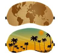 2 Piece Sleep Mask, Light Blocking Sleeping Eye Mask for Women Men, Landscape Beach Sunset Night Blindfold, Breathable Eye Mask Cover