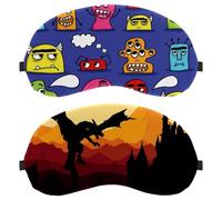 2 Piece Sleep Mask, Light Blocking Sleeping Eye Mask for Women Men, Silhouette of Castle and Flying Dragon Night Blindfold, Breathable Eye Mask Cover