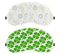 2 Piece Sleep Mask, Lucky Irish Clover for St Patrick's Day Light Blocking Sleeping Eye Mask for Women Men, Night Blindfold, Breathable Eye Mask Cover