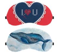 2 Piece Sleep Mask, Watercolor Blue Whale Light Blocking Sleeping Eye Mask for Women Men, Night Blindfold, Breathable Eye Mask Cover