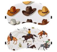 2 Piece Sleep Mask West Wild Catcus Cowboys Horses Rodeo Pattern, Eye Mask for Men Women, No Pressure Night Eye Cover, Breathable Sleeping Eye Mask, Light Blocking