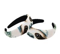 2 Piece Sloth with Christmas in Wreath Velvet Padded Head Bands, Vintage Thick Hair Band, Non Slip Wide Hair Band Hoops, Hair Accessories for Women