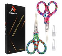 2 Piece Small Embroidery Scissors Set - Ultra Sharp Precision Craft Scissors with Wide Comfortable Grip, Fits Most Finger Sizes, Stainless Steel Blades with Safety Caps for Sewing, Quilting, Crochet
