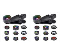 2 Piece Smartphone Lens Kit - Cell Phone Optics Kits Macro Glass Clip Camera | Tools for Cell Phone, Wide Angle Macro 198 Fish-Eye Lens, Aluminum Magnesium Alloy Housing