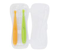 2 Piece Soft Silicone Spoon for Babies, Self-Feeding Utensils, Training Spoon with Box, Baby and Toddler Utensils, Solid Feeding (Yellow+Green