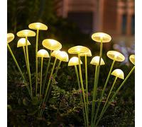2-Piece Solar Garden Lights, 8 LED Solar Jellyfish Lights, Swinging Solar Lights compatible with Outdoor Garden, Patio, Shrubs, Warm White