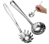 2-Piece Spaghetti Spoon, Soup Ladle Kitchen Utensil Set with Square Tail Handles for Serving Soup and Pasta