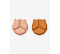 Liewood Stacy divided children's plate 2-pack Mustard-tuscany rose mix