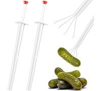 2-Piece Stainless Steel and Plastic Pickle Pincher - Efficient Kitchen Tool for Handling Canned Foods, Olives, Peppers, and Fruits