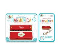 2 Piece Stainless Steel Harmonica Beginner Set by KaKo'o Music - Cherry Red Standard and Travel Size Beginner Wind Instruments for Kids or Adults - Key of C-Stocking Stuffers for all Musicians Ages 5+