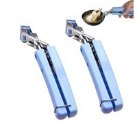 2-Piece Stainless Steel Kitchen Bowl Clips - Heat-Resistant Grippers for Safe Handling of Hot Dishes, Plates & Trays from Oven, Microwave or Instant Pot - Anti-Scalding Design in Blue