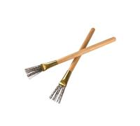 2-Piece Stainless Steel Pottery Brushes with Wood Handle, Professional Ceramic Sculpting Tools for Clay Art & Crafting Wood Handle Sculpting Tool