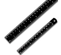 2-Piece Stainless Steel Ruler Set - 12 Inch & 6 Inch Metal Rulers with cm, mm, Inch Markings, Conversion Chart | Easy-to-Read Metric & Imperial Rulers for Office, School & Home Use