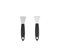 2-Piece-Stainless Steel Scraper, Oven Scraper Tool,Induction Hob, Stoves,None-Scratches Putty Scraper for Kitchen Cleaning,Wallpaper Scraper, Paint Scraper,Straight Version + Bending Version (Black)