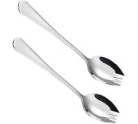 2-Piece Stainless Steel Spork Set - Dual-Purpose Utensils for Camping, Hiking, and Home Use with Long Handles for Easy Access