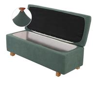 2 Piece Stretch Ottoman Cover Folding Storage Stool Furniture Protector Ottoman Slipcovers Rectangle with Elastic Bottom for Living Room (X-Large,Green)