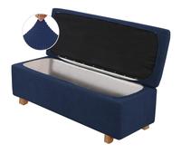 2 Piece Stretch Ottoman Cover Folding Storage Stool Furniture Protector Ottoman Slipcovers Rectangle with Elastic Bottom for Living Room (X-Large,Navy Blue)