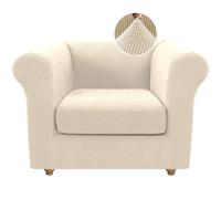 2-Piece Stretch Sofa Cover Set for 1-Cush Chesterfield Armchair - Pet-Friendly Easy Install Slipcover with Thick Fabric (Nature Color)