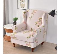 2 Piece Stretch Wingback Chair Covers Wing Chair Slipcover Beautiful Elegant Floral Print Armchairs Covers Spandex Furniture Protector for Living Room Bedroom Hotel(F)