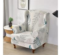 2 Piece Stretch Wingback Chair Covers Wing Chair Slipcover Beautiful Elegant Floral Print Armchairs Covers Spandex Furniture Protector for Living Room Bedroom Hotel(B)