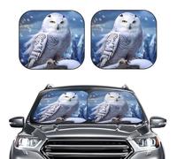 2-Piece Sun Shade Front Windshield Sun Visor Protector Arctic Owl Windshield Sun Shade Foldable Car Front Window Sunshades for Most Sedans SUV Van Truck Auto Accessories M