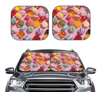 2-Piece Sun Shade Front Windshield Sun Visor Protector Candies Windshield Sun Shade Foldable Car Front Window Sunshades for Most Sedans SUV Van Truck Auto Accessories M