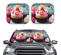 2-Piece Sun Shade Front Windshield Sun Visor Protector Cupcake Windshield Sun Shade Foldable Car Front Window Sunshades for Most Sedans SUV Van Truck Auto Accessories L