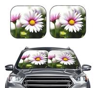 2-Piece Sun Shade Front Windshield Sun Visor Protector Daisy Flower Windshield Sun Shade Foldable Car Front Window Sunshades for Most Sedans SUV Van Truck Auto Accessories S