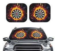 2-Piece Sun Shade Front Windshield Sun Visor Protector Dart Board Windshield Sun Shade Foldable Car Front Window Sunshades for Most Sedans SUV Van Truck Auto Accessories L