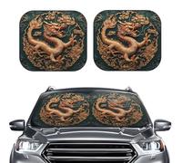 2-Piece Sun Shade Front Windshield Sun Visor Protector Dragon chinese background Windshield Sun Shade Foldable Car Front Window Sunshades for Most Sedans SUV Van Truck Auto Accessories S