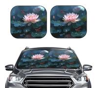 2-Piece Sun Shade Front Windshield Sun Visor Protector Flower and Dragonfly Windshield Sun Shade Foldable Car Front Window Sunshades for Most Sedans SUV Van Truck Auto Accessories M