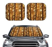 2-Piece Sun Shade Front Windshield Sun Visor Protector Gold Sequin Sparkle Windshield Sun Shade Foldable Car Front Window Sunshades for Most Sedans SUV Van Truck Auto Accessories M